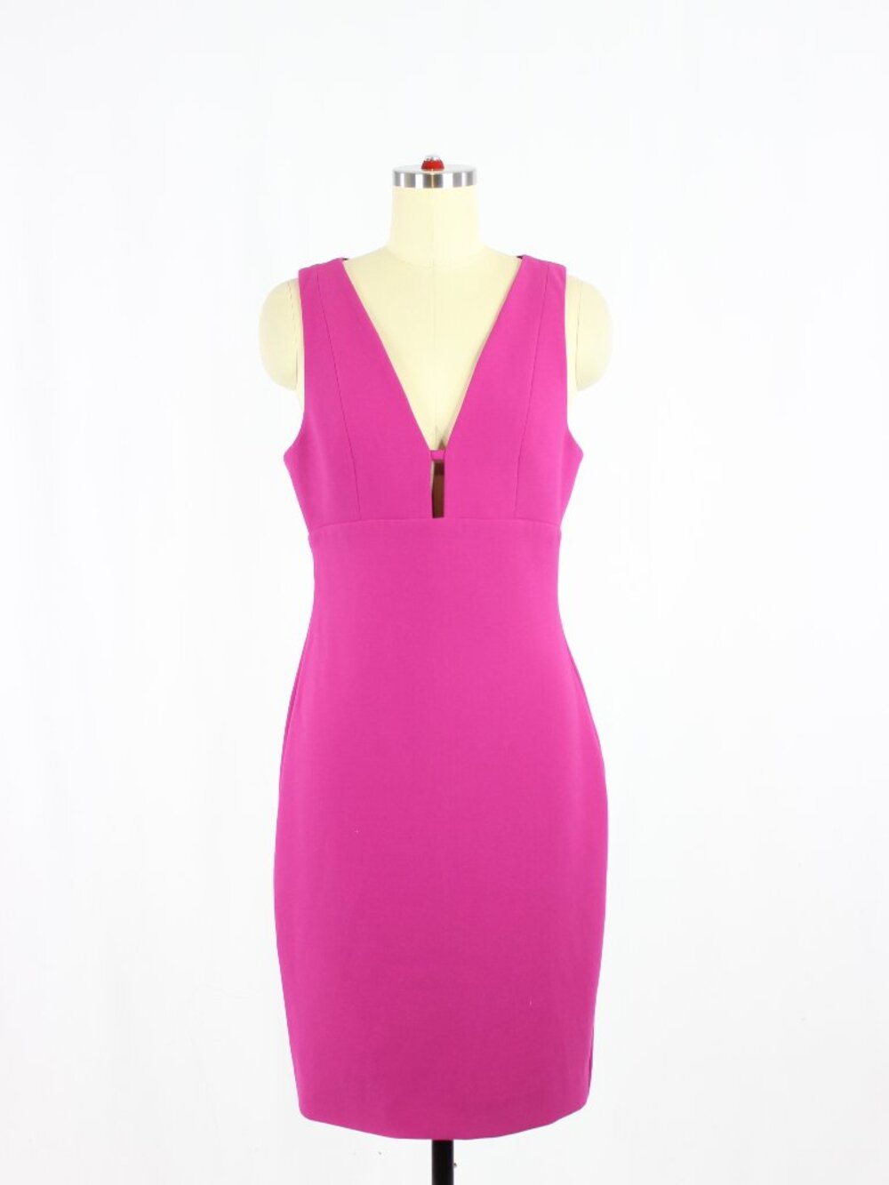 LIKELY Fuchsia Pink Suiting V-Neck Cut-Out Back Sheath Dress, Size 6